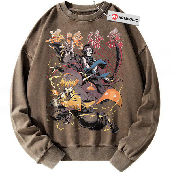 Alternative view of Zenitsu Agatsuma Sweatshirt, Kaigaku Sweatshirt, Demon Slayer Sweatshirt, Anime Sweatshirt, Vintage Sweatshirt
