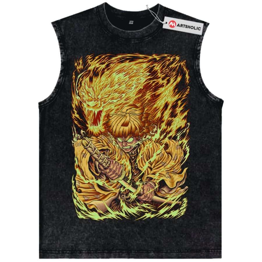 Alternative view of Zenitsu Agatsuma Tank Top, Demon Slayer Tank Top, Anime Tank Top, Vintage Tank Top