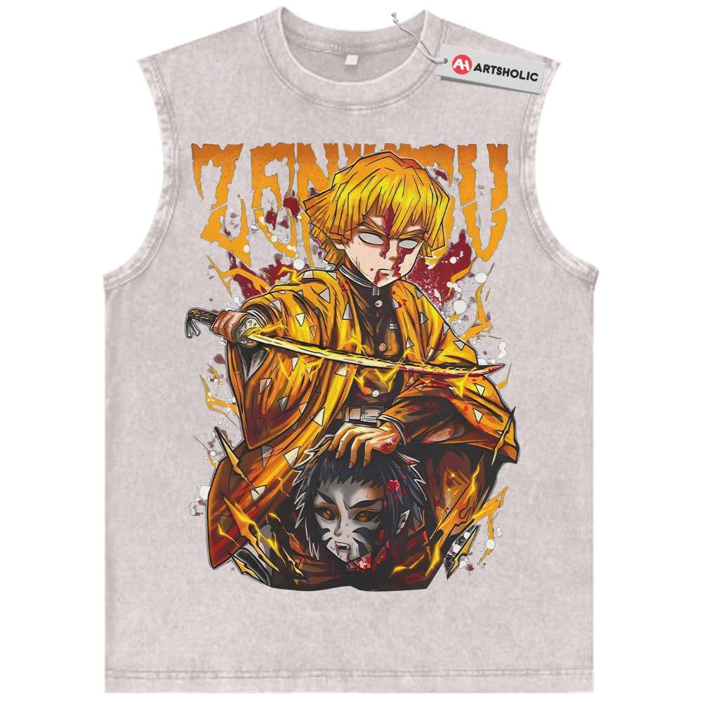 Alternative view of Zenitsu Agatsuma Tank Top, Demon Slayer Tank Top, Anime Tank Top, Vintage Tank Top