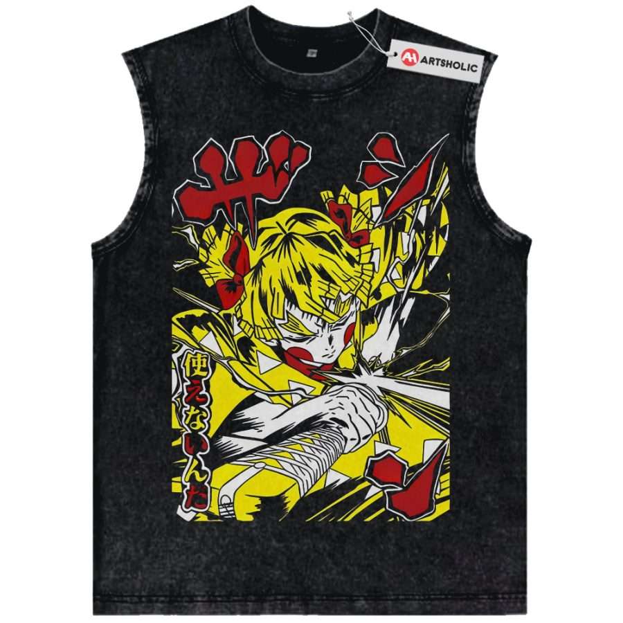 Alternative view of Zenitsu Agatsuma Tank Top, Demon Slayer Tank Top, Anime Tank Top, Vintage Tank Top