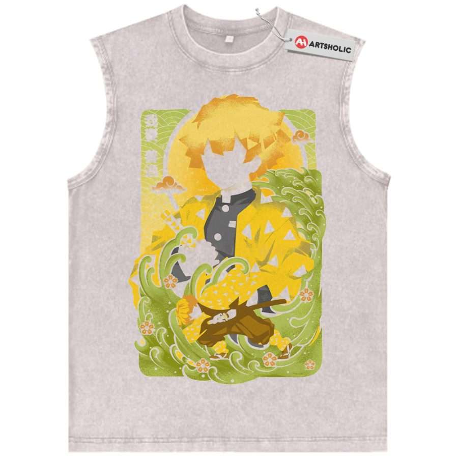 Alternative view of Zenitsu Agatsuma Tank Top, Demon Slayer Tank Top, Anime Tank Top, Vintage Tank Top