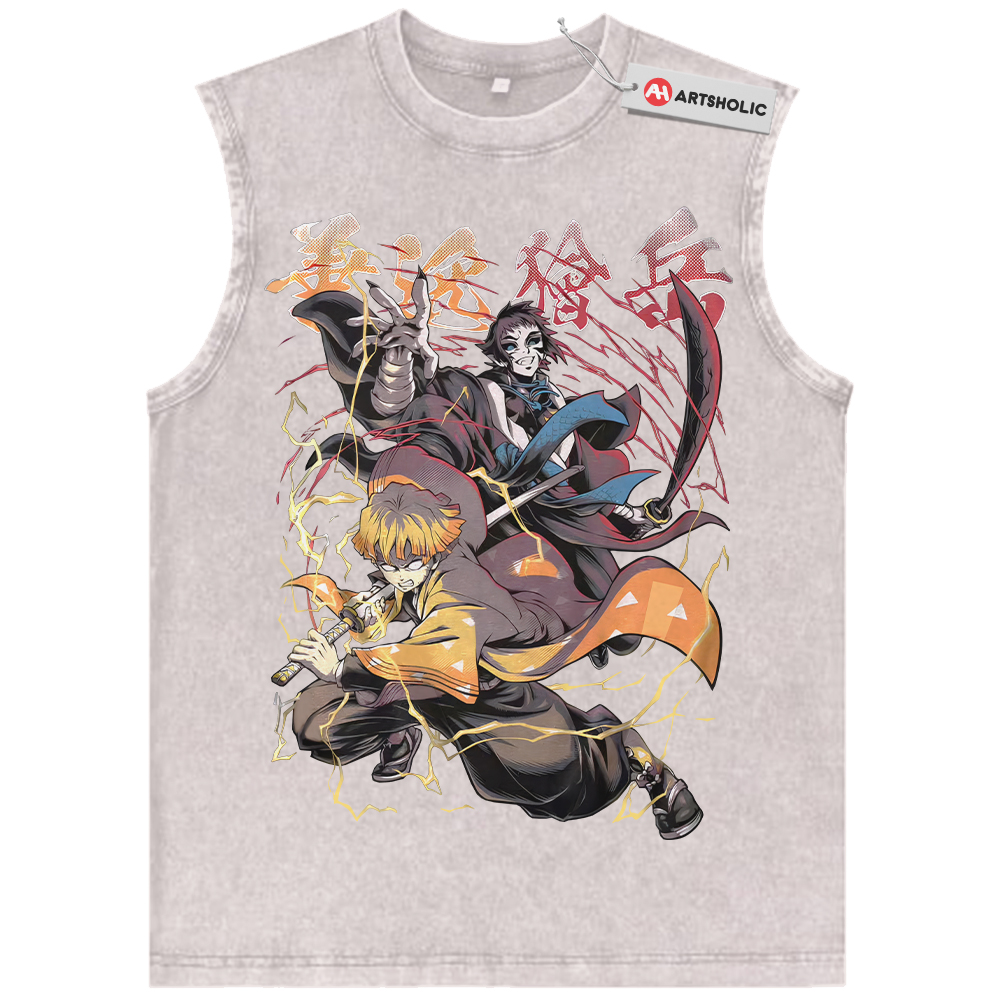 Alternative view of Zenitsu Agatsuma Tank Top, Kaigaku Tank Top, Demon Slayer Tank Top, Anime Tank Top, Vintage Tank Top