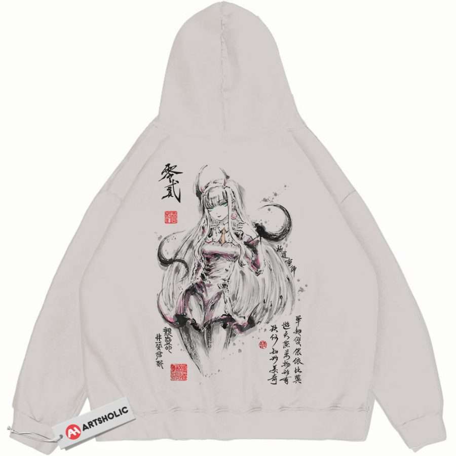 Alternative view of Zero Two Hoodie, Darling in the Franxx Hoodie, Anime Hoodie, Vintage Hoodie