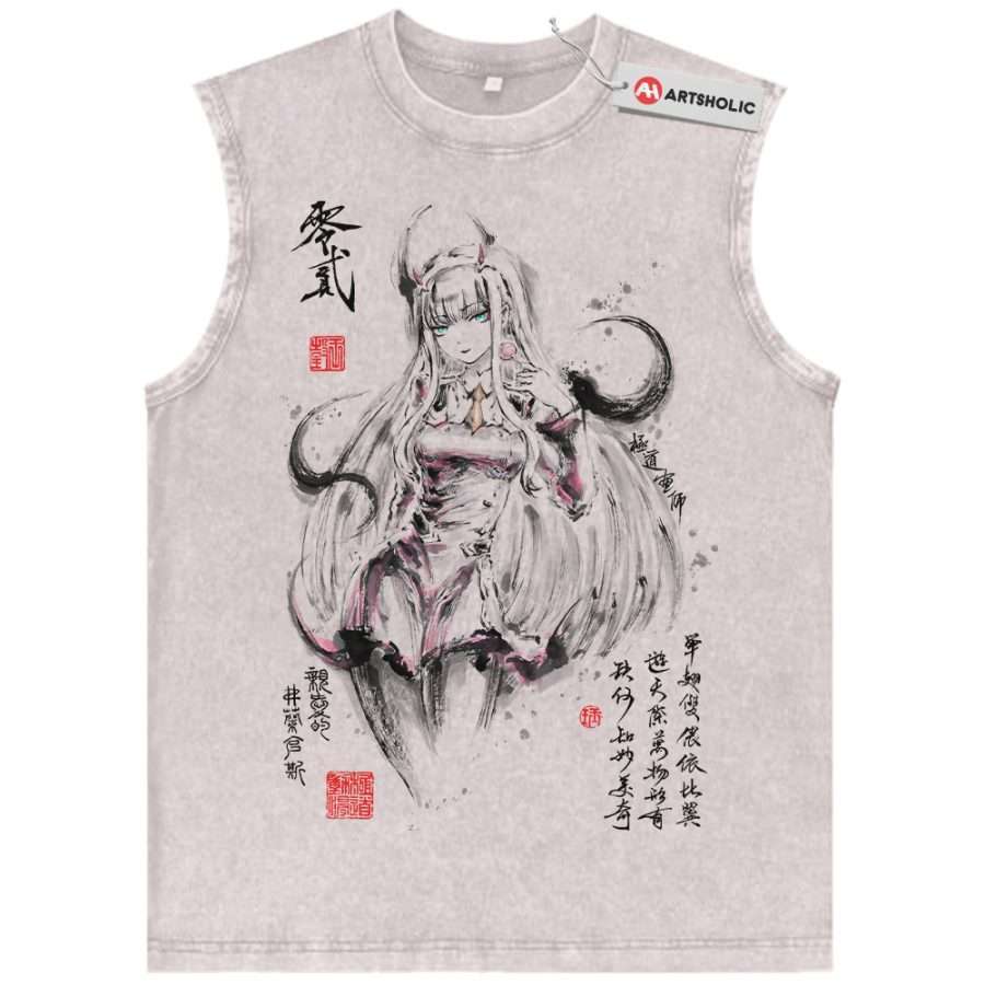 Alternative view of Zero Two Tank Top, Darling in the Franxx Tank Top, Anime Tank Top, Vintage Tank Top