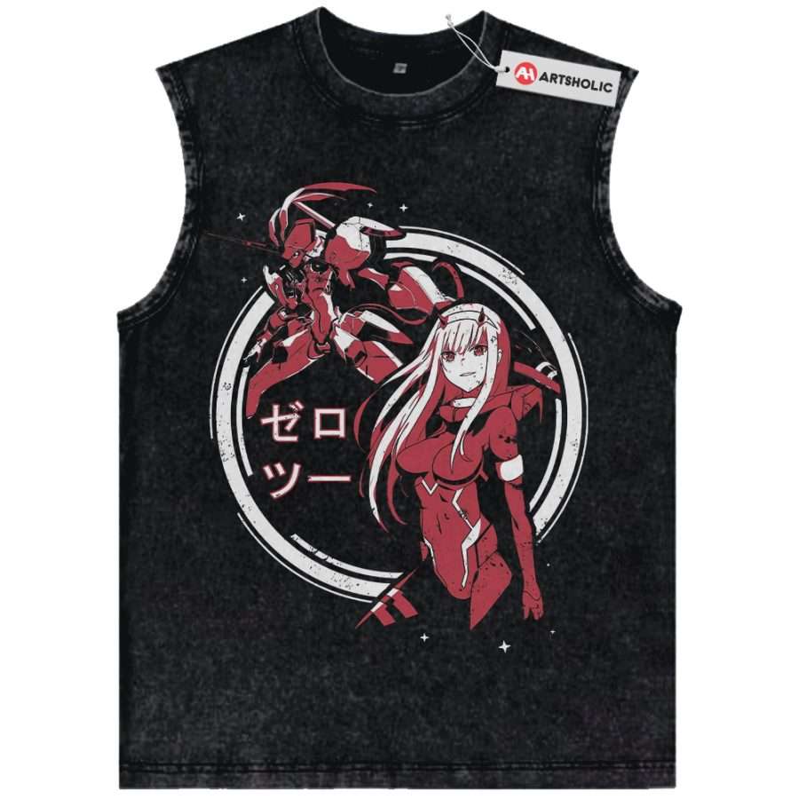 Alternative view of Zero Two Tank Top, Darling in the Franxx Tank Top, Anime Tank Top, Vintage Tank Top