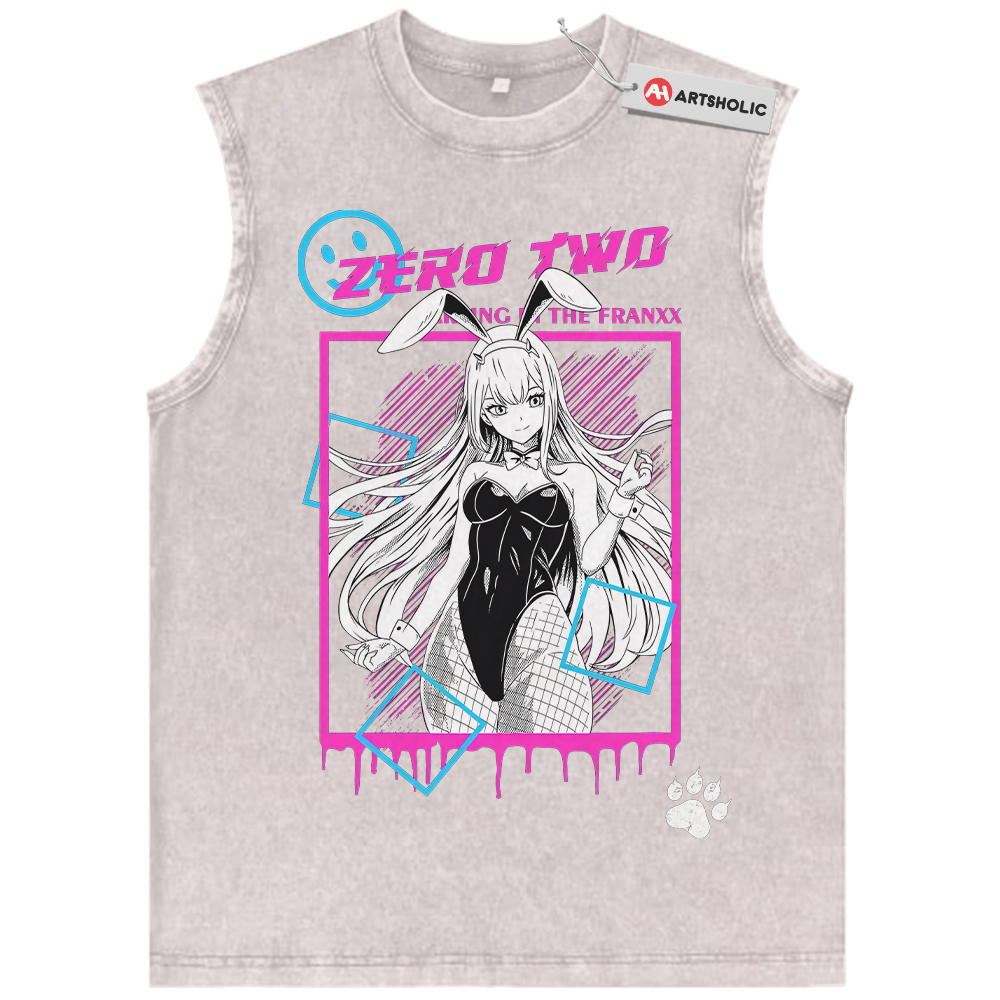 Alternative view of Zero Two Tank Top, Darling in the Franxx Tank Top, Anime Tank Top, Vintage Tank Top