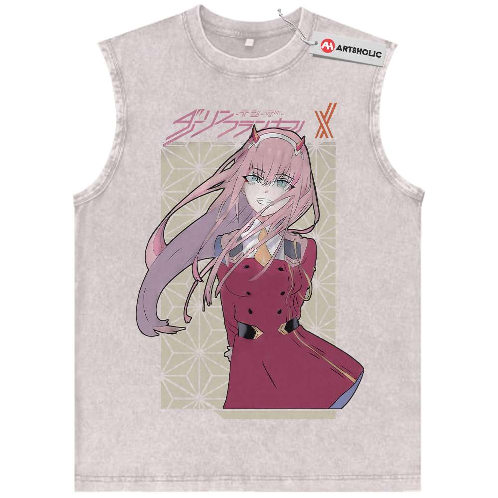 Alternative view of Zero Two Tank Top, Darling in the Franxx Tank Top, Anime Tank Top, Vintage Tank Top