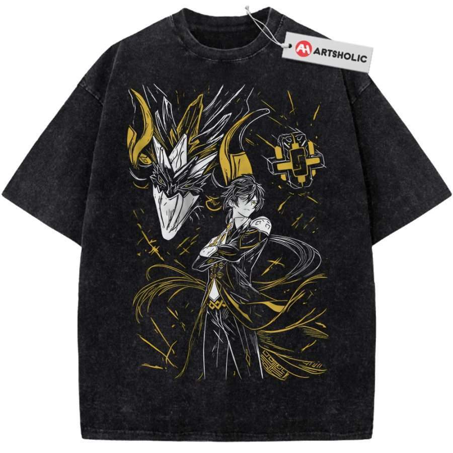 Alternative view of Zhongli Shirt, Genshin Impact Shirt, Game Shirt, Vintage Tee