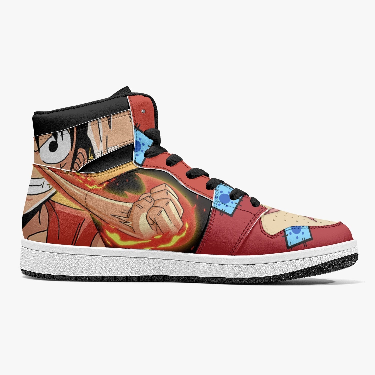 Alternative view of Zoro and Luffy One Piece V2 Custom Sneaker Mid 1 Basketball Shoes - Otaku Hall