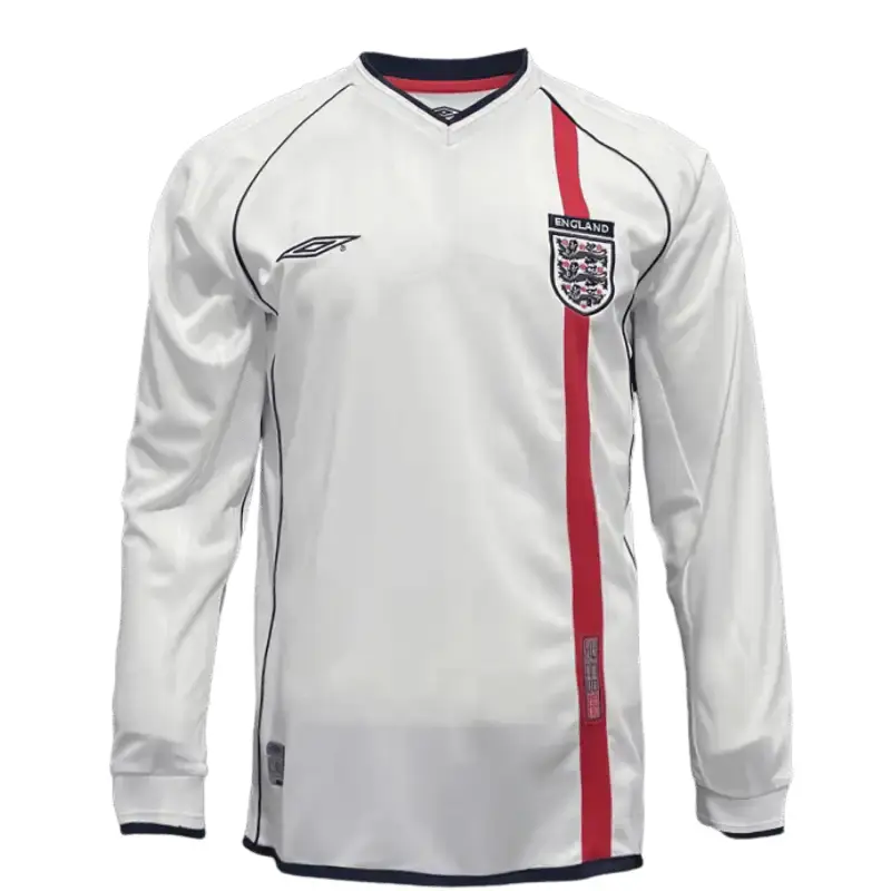 2002 England Long Sleeve Home Retro Jersey
