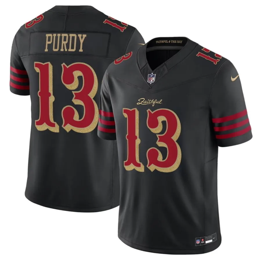 49ers #13 Brock Purdy Black 2025 Rivalries Jersey Stitched