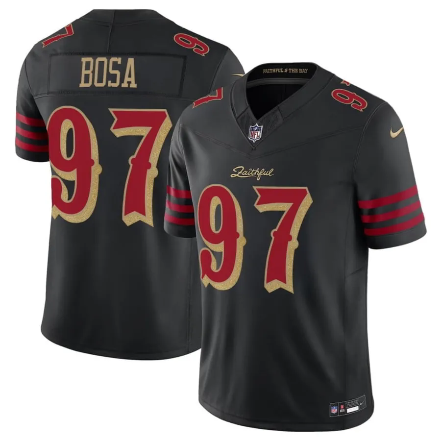 49ers #97 Nick Bosa Black 2025 Rivalries Jersey Stitched