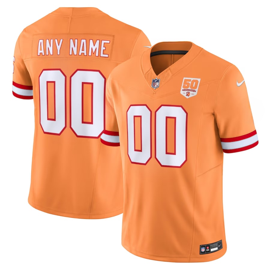 76 Tampa Bay Buccaneers Custom Orange 50th Season Jersey Stitched