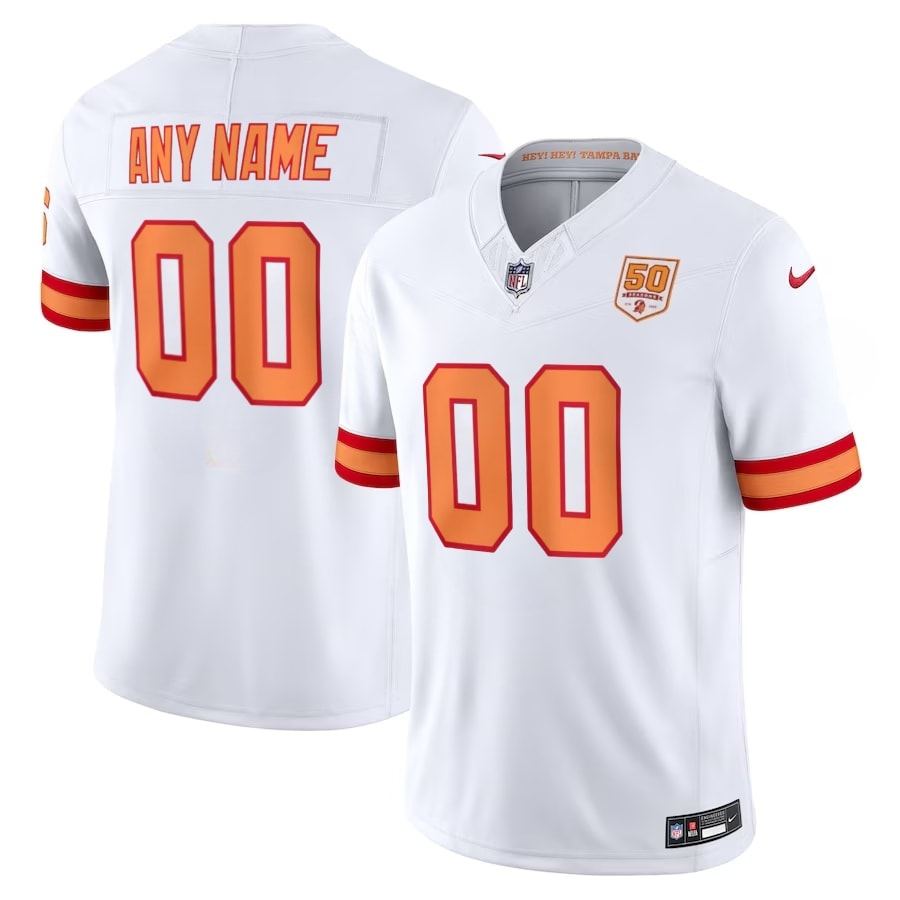76 Tampa Bay Buccaneers Custom White 50th Season Jersey Stitched
