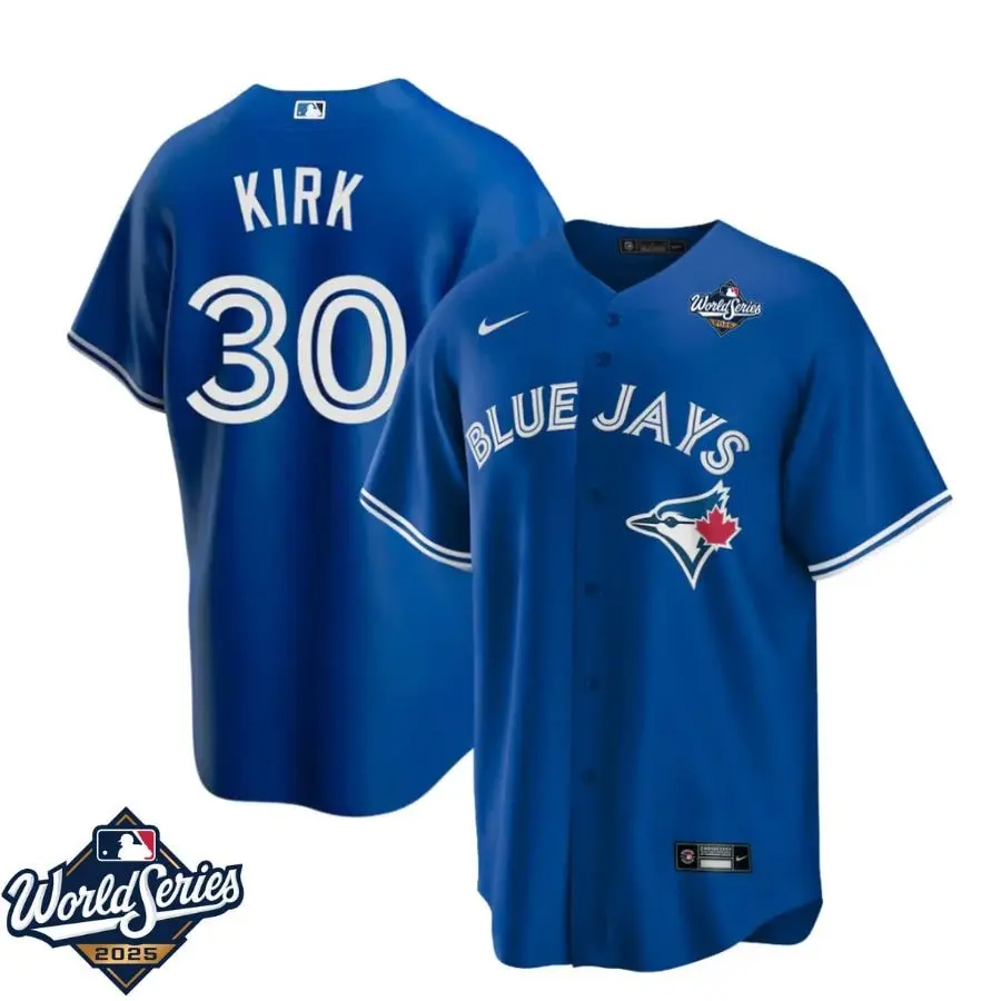 Alejandro Kirk #30 Jays 2025 World Series Royal Jersey Stitched