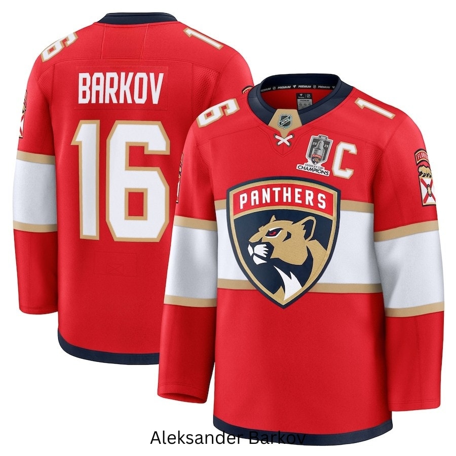 Aleksander Barkov Panthers 2025 Red Home Champions Jersey Stitched